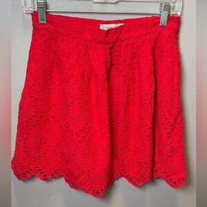 Paul & Joe Sister Women's Red Cotton Eyelet Mini Skirt Size‎ 38
